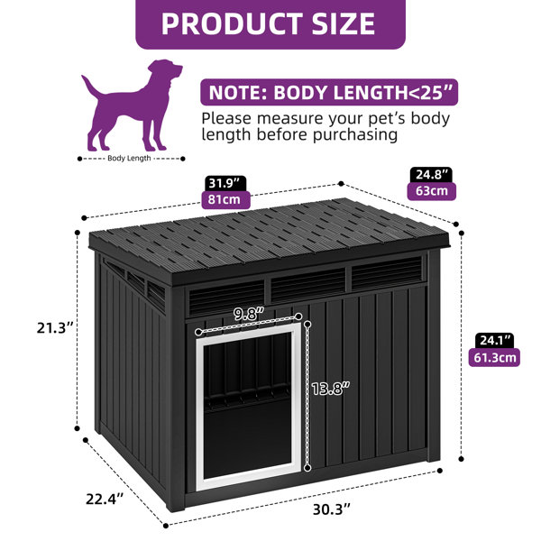 Archie & Oscar™ Plastic Dog House, Outdoor Indoor Dog Kennel With ...